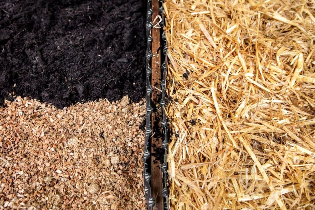 Different mushrooms substrates: straw, sawdust and compost