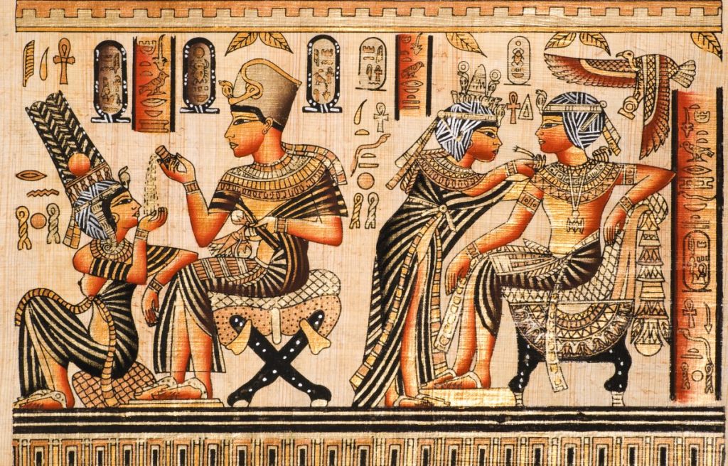 A depiction of Egyptian royalty.