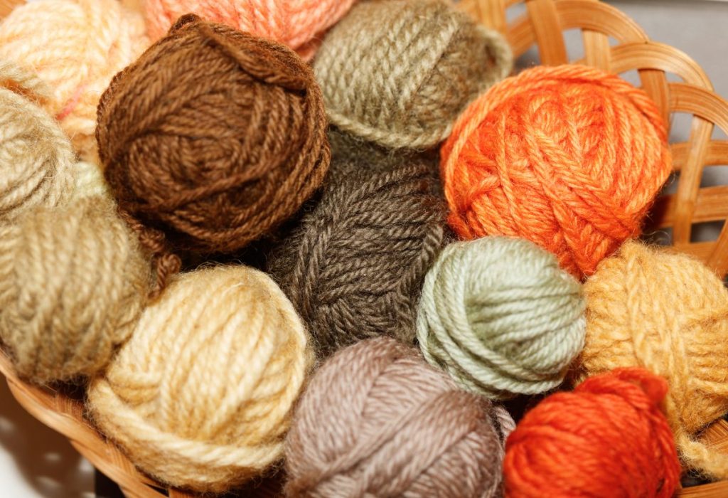 Wool that has been dyed using natural mushroom dye.