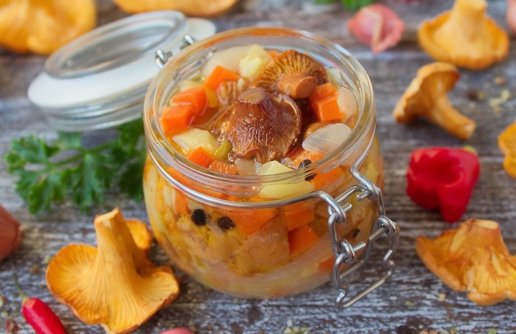 Pickled chanterelle mushrooms