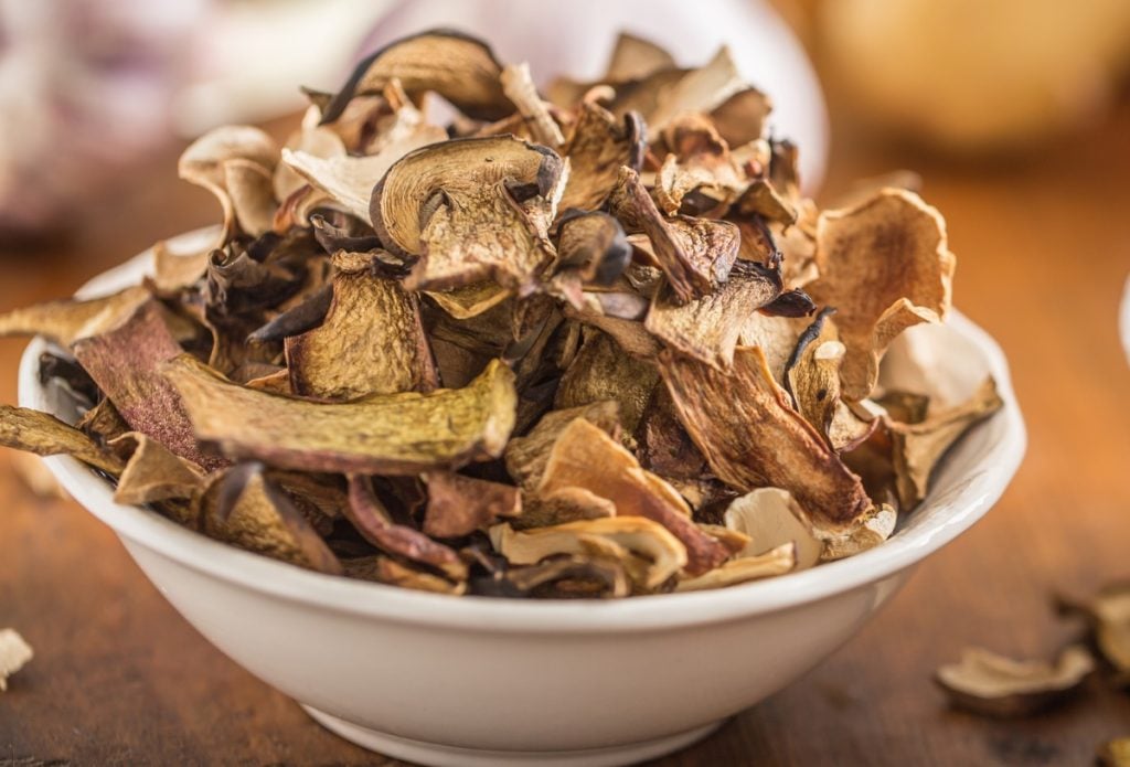 Dried mushroom jerky