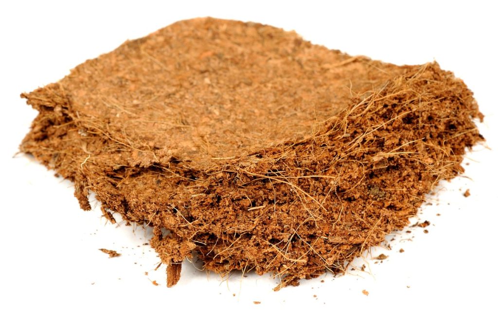 Close up of compressed coco coir